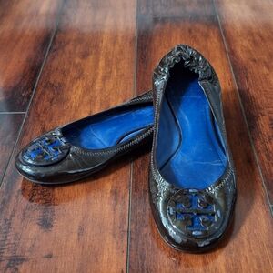 Tory Burch Reva Flats brown and blue, Size 7.5